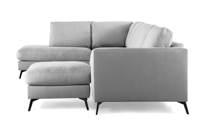 Ocean Lyx 6-sits Vänstervänd U-formad Soffa med Divan och Schäslong + Fotpall i Tyg - Grå - Products - Möbler - Soffa - U-soffa