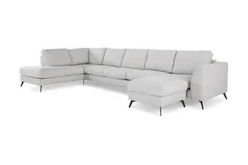Ocean Lyx 6-sits Vänstervänd U-formad Soffa med Divan och Schäslong + Fotpall i Tyg - Ljusgrå - Products - Möbler - Soffa - U-soffa