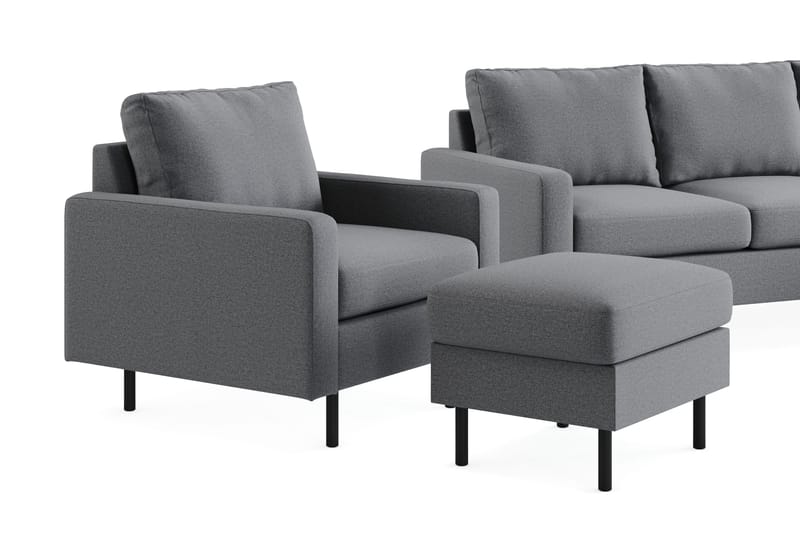 Peppe Soffgrupp 3-sits Soffa + Fåtölj + Fotpall i Tyg - Ljusgrå - Products - Möbler - Soffa - Soffgrupp