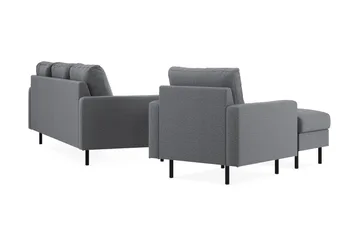 Peppe Soffgrupp 3-sits Soffa + Fåtölj + Fotpall i Tyg - Ljusgrå - Products - Möbler - Soffa - Soffgrupp