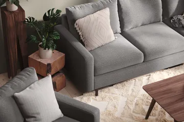 Peppe Soffgrupp 3-sits Soffa + Fåtölj + Fotpall i Tyg - Ljusgrå - Products - Möbler - Soffa - Soffgrupp