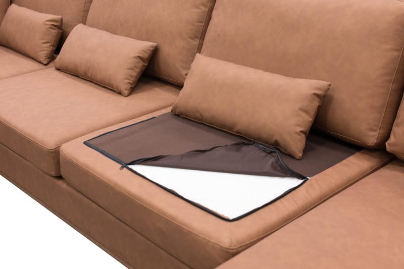 Ranger divanoffa brun PU - 322 cm lång - Cognac - Products - Möbler - Soffa - U-soffa