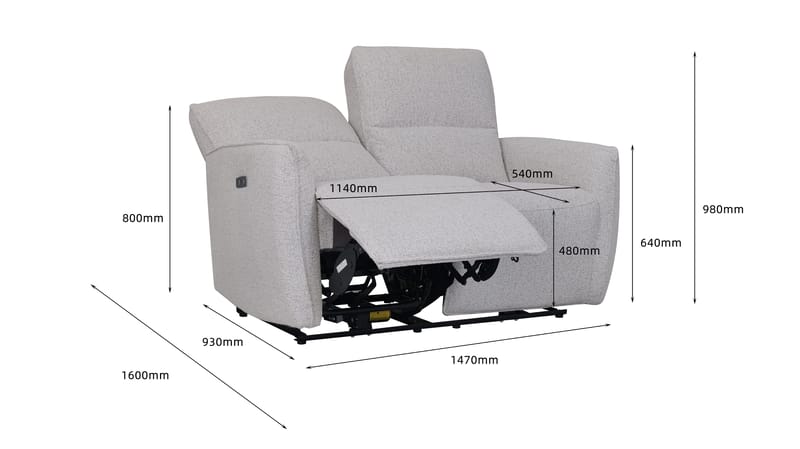 Reclinersoffa 2-sits elektrisk ställbar - Bouclè - Ljusgrå - Products - Möbler - Soffa - Biosoffa & reclinersoffa