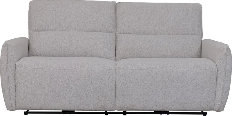 Reclinersoffa 3-sits - Ljus bouclè - Eldriven, Ljusgrå