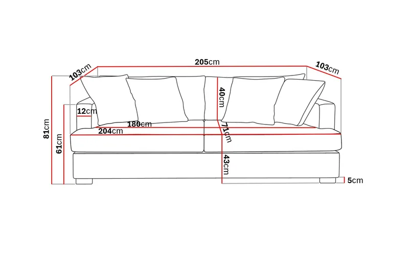 Rossita 3-sits Djup Soffa i Manchester - Offwhite - Products - Möbler - Soffa - 3 sits soffa