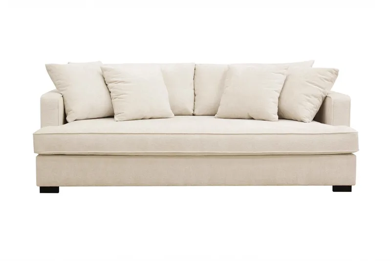 Rossita 3-sits Djup Soffa med hel dyna i Chenille - Beige - Products - Möbler - Soffa - 3 sits soffa