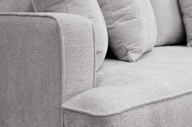 Rossita 3-sits Djup Soffa med hel dyna i Chenille - Grå - Products - Möbler - Soffa - 3 sits soffa