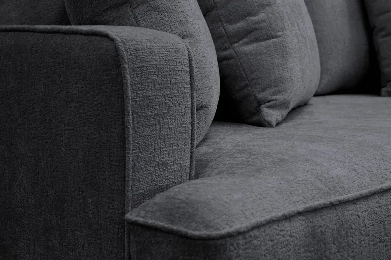 Rossita 3-sits Djup Soffa med hel dyna i Chenille - Svart - Products - Möbler - Soffa - 3 sits soffa