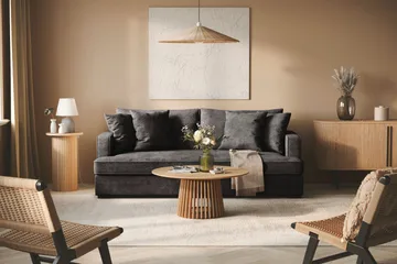 Rossita 3-sits Djup Soffa med hel dyna i Chenille - Svart - Products - Möbler - Soffa - 3 sits soffa