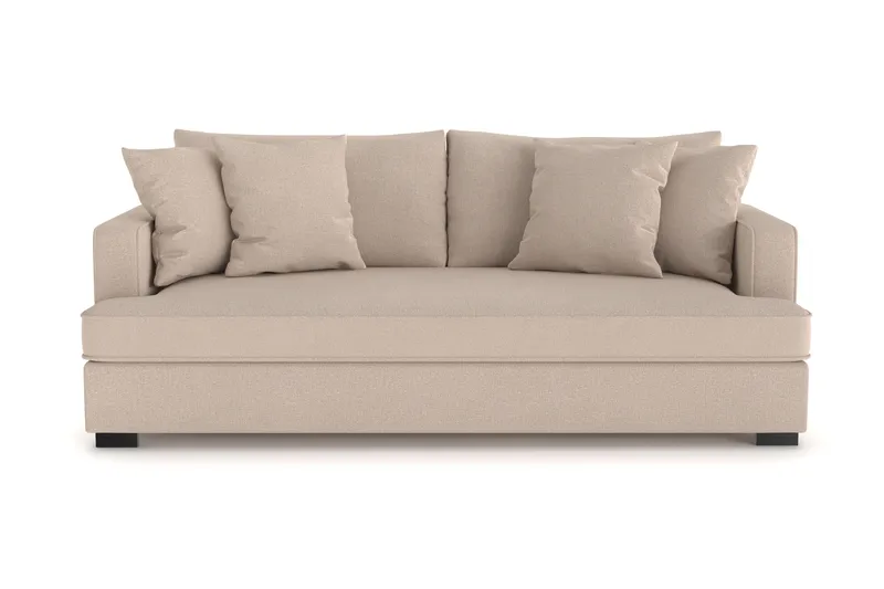 Rossita 3-sits Djup Soffa med hel dyna i Tyg - Beige - Products - Möbler - Soffa - 3 sits soffa