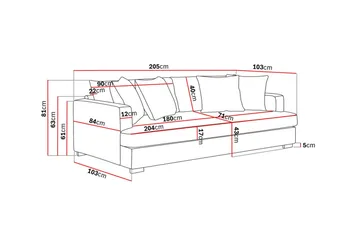 Rossita 3-sits Djup Soffa med hel dyna i Tyg - Brun - Products - Möbler - Soffa - 3 sits soffa