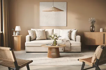 Rossita 3-sits Djup Tygsoffa med hel dyna - Beige - Products - Möbler - Soffa - 3 sits soffa