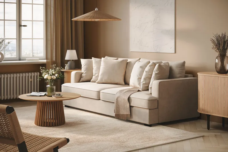 Rossita 4-sits Djup Tygsoffa - Beige - Products - Möbler - Soffa - 4 sits soffa