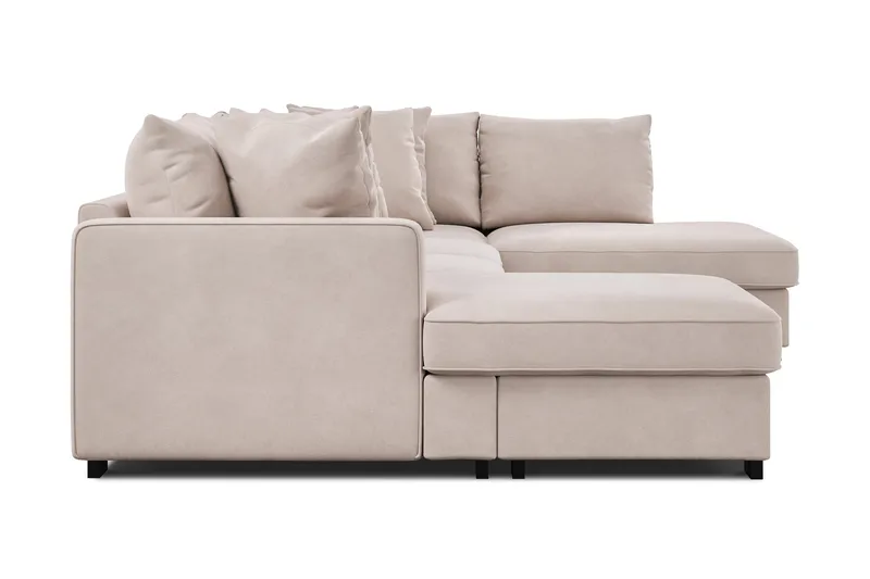 Rossita 5-sits Högervänd U-formad Djup Soffa med Divan och Schäslong i Sammet - Beige - Products - Möbler - Soffa - Sammetssoffa
