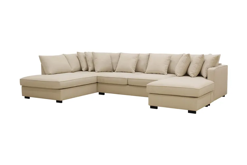 Rossita 5-sits Vänstervänd U-formad Djup Soffa med Divan och Schäslong i Bouclé - Beige - Products - Möbler - Soffa - U-soffa