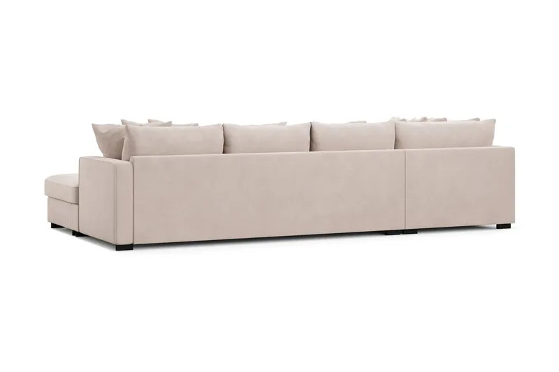 Rossita 5-sits Vänstervänd U-formad Djup Soffa med Divan och Schäslong i Sammet - Beige - Products - Möbler - Soffa - Sammetssoffa