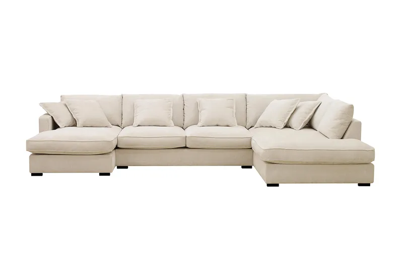 Rossita Lyx 5-sits Högervänd U-formad Extra djup Soffa med Divan och Schäslong i Chenille, Beige