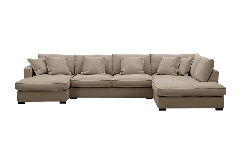 Rossita Lyx 5-sits Vänstervänd U-formad Extra djup Soffa med Divan och Schäslong i Tyg - Brun - Products - Möbler - Soffa - U-soffa