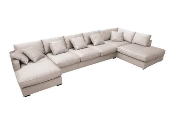 Rossita Lyx 6-sits Vänstervänd U-formad Extra djup Soffa med Divan och Schäslong i Sammet - Beige - Products - Möbler - Soffa - Sammetssoffa