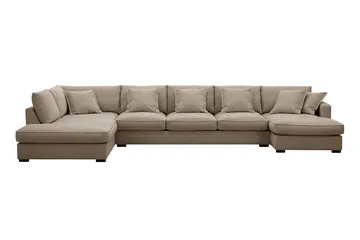 Rossita Lyx 6-sits Vänstervänd U-formad Extra djup Soffa med Divan och Schäslong i Tyg, Brun