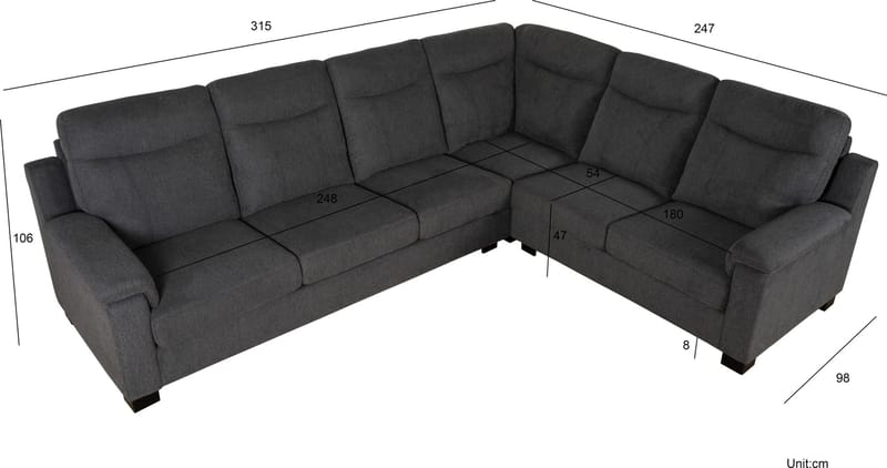 Salem hörnsoffa i mörkgrått tyg - Mörkgrå - Products - Möbler - Soffa - Hörnsoffa
