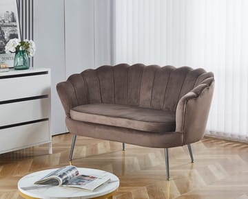 Soffa 2-sits brun sammet med kromade ben - Brun - Products - Möbler - Soffa - Sammetssoffa