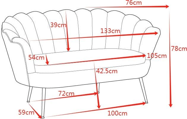 Soffa 2-sits brun sammet med kromade ben - Brun - Products - Möbler - Soffa - Sammetssoffa