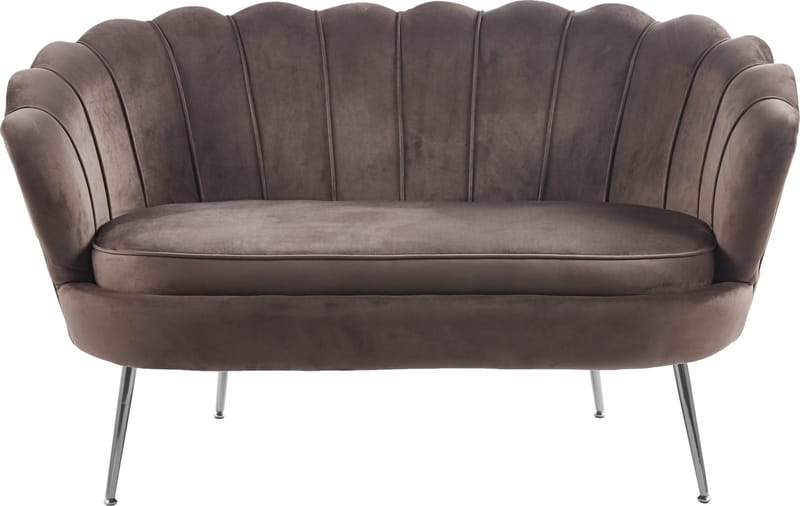 Soffa 2-sits brun sammet med kromade ben - Brun - Products - Möbler - Soffa - Sammetssoffa