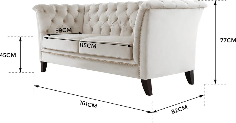 Soffa 2-sits chesterfield beige - Milton - Beige - Products - Möbler - Soffa - Chesterfield soffa