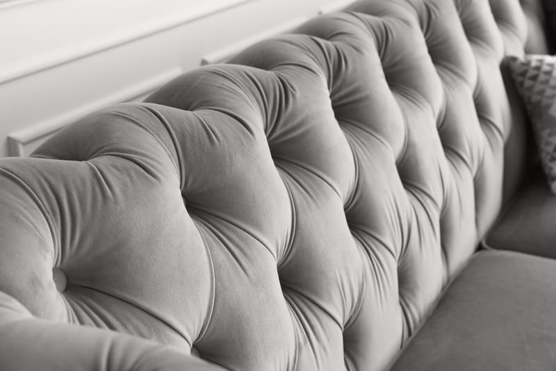 Soffa 2-sits chesterfield grå - Henry - Grå sammet - Products - Möbler - Soffa - Chesterfield soffa