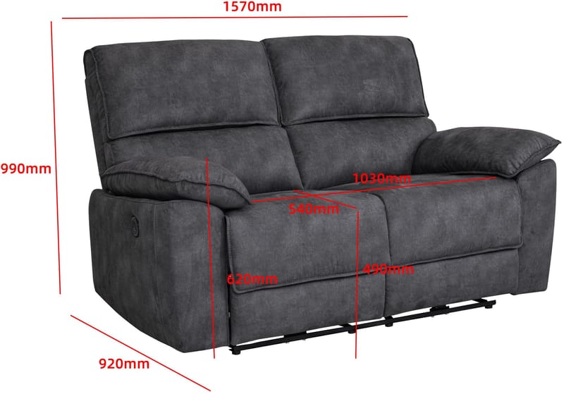 Soffa 2-sits elektrisk ställbar recliner - Grå - Grå - Products - Möbler - Soffa - Biosoffa & reclinersoffa