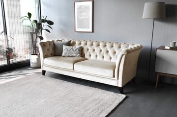 Soffa 3-sits Chesterfield beige - Milton - Beige sammet - Products - Möbler - Soffa - Chesterfield soffa