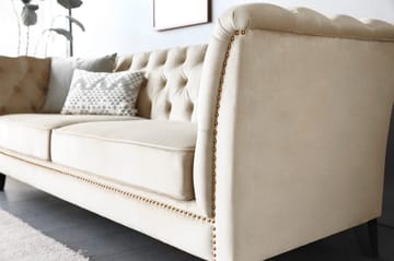 Soffa 3-sits Chesterfield beige - Milton - Beige sammet - Products - Möbler - Soffa - Chesterfield soffa