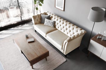 Soffa 3-sits Chesterfield beige - Milton - Beige sammet - Products - Möbler - Soffa - Chesterfield soffa