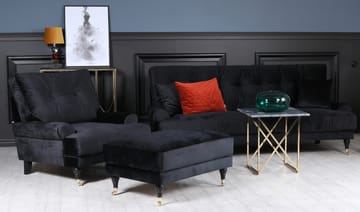 Soffa Adena Svart - 225 cm - Svart sammet - Products - Möbler - Soffa - Sammetssoffa
