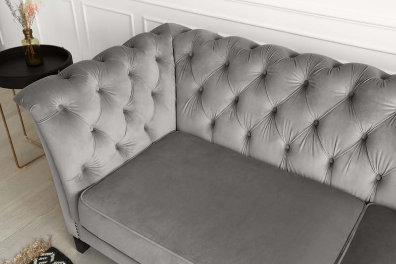 Soffa chesterfield 3-sits grå - Henry - Grå sammet - Products - Möbler - Soffa - Chesterfield soffa