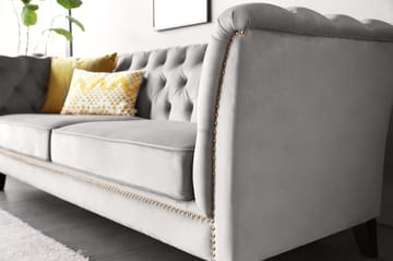 Soffa chesterfield 3-sits grå - Henry - Grå sammet - Products - Möbler - Soffa - Chesterfield soffa