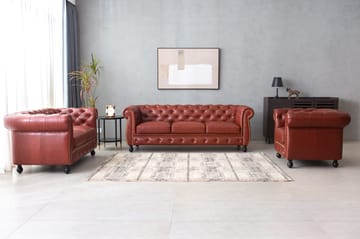 Soffa chesterfield 3-sits i brun PU - Charles - Brun/svart - Products - Möbler - Soffa - Chesterfield soffa