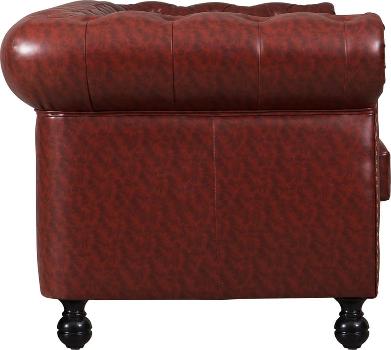 Soffa chesterfield 3-sits i brun PU - Charles - Brun/svart - Products - Möbler - Soffa - Chesterfield soffa