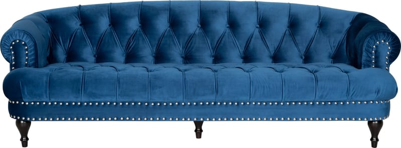Soffa chesterfield 3-sits soffa i blå sammet - Blå - Products - Möbler - Soffa - Chesterfield soffa