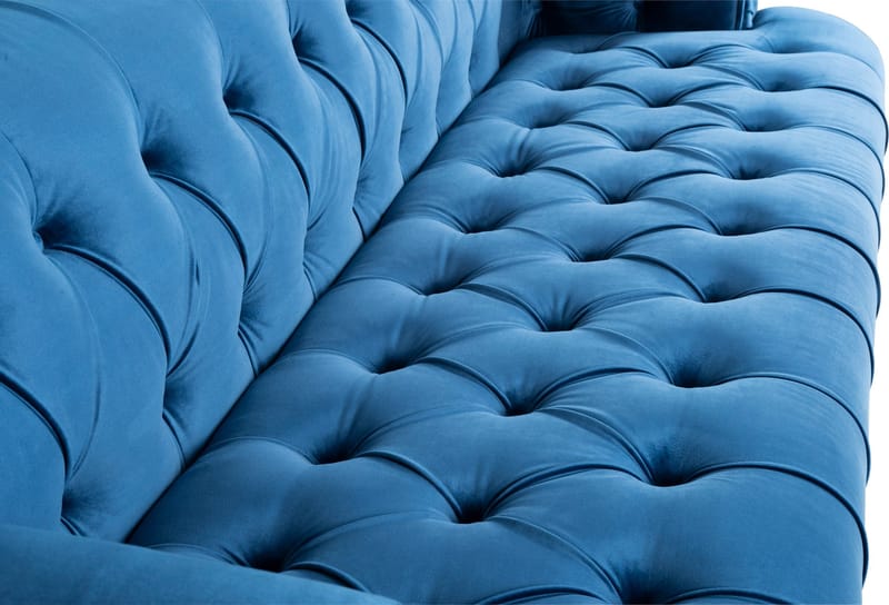 Soffa chesterfield 3-sits soffa i blå sammet - Blå - Products - Möbler - Soffa - Chesterfield soffa