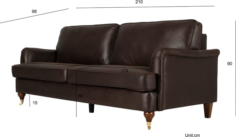 Soffa Howard Watford Deluxe - 210 cm - Vintagebrunt - Products - Möbler - Soffa - Howardsoffa
