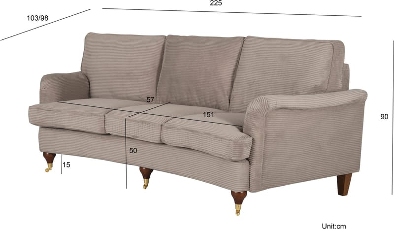 Soffa Howard Watford Deluxe 225 cm - Beige - Products - Möbler - Soffa - Howardsoffa