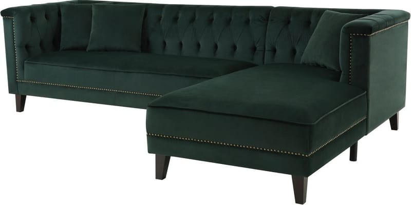 Soffa med divan grön sammet - Bellas - Grön - Products - Möbler - Soffa - Sammetssoffa