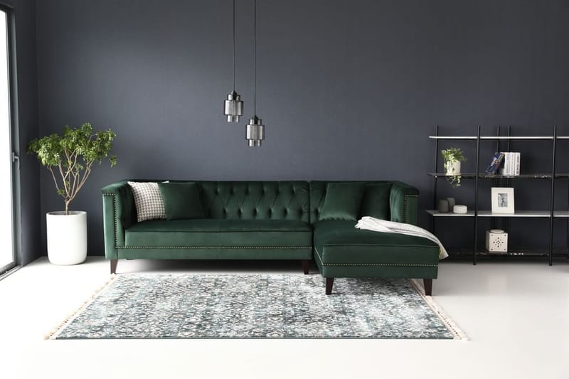 Soffa med divan grön sammet - Bellas - Grön - Products - Möbler - Soffa - Sammetssoffa