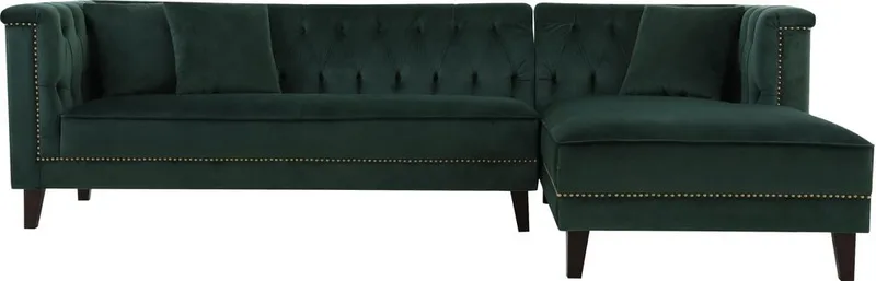 Soffa med divan grön sammet - Bellas - Grön - Products - Möbler - Soffa - Sammetssoffa