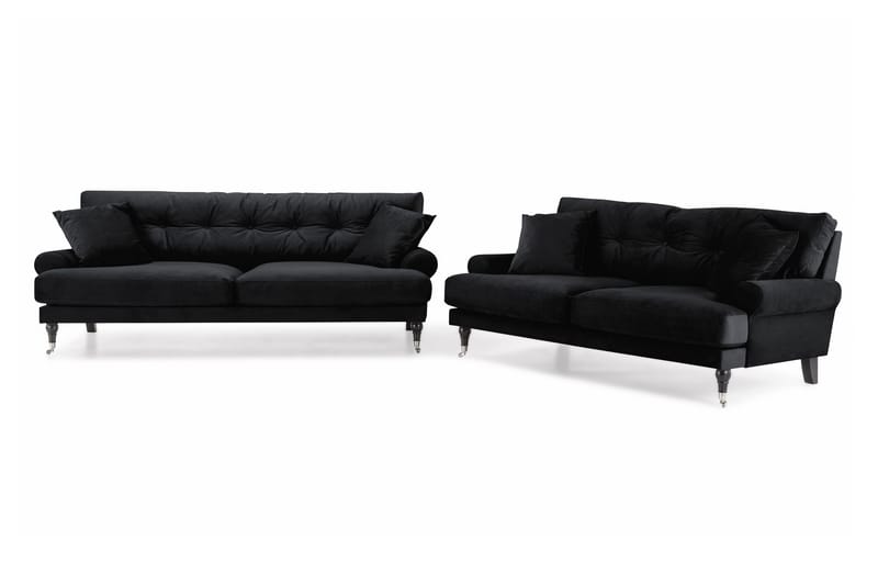 Andrew Soffgrupp 3+2 Sammet - Svart - Products - Möbler - Soffa - Soffgrupp - Howard soffgrupp