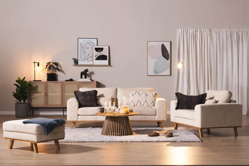 Copenhagen Soffgrupp 3-sits + 2-sits Soffa + Fåtölj i Manchester - Beige - Products - Möbler - Soffa - Soffgrupp - Soffgrupp 3 2 1