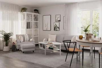 Howard Classic Soffgrupp 3-sits Soffa + Fåtölj + Fotpall i Tyg - Grå - Products - Möbler - Soffa - Soffgrupp - Howard soffgrupp