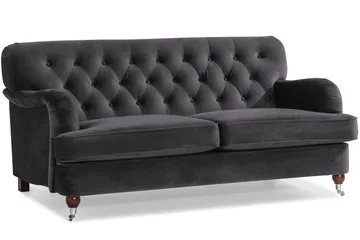 Howard Riviera Soffgrupp 3-sits + 2-sits Soffa + Fåtölj + Fotpall i Sammet - Mörkgrå - Products - Möbler - Soffa - Soffgrupp - Howard soffgrupp